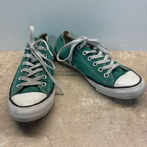 Converse All Star Women Size 6 Green White Sneaker 132301F Canvas Tie